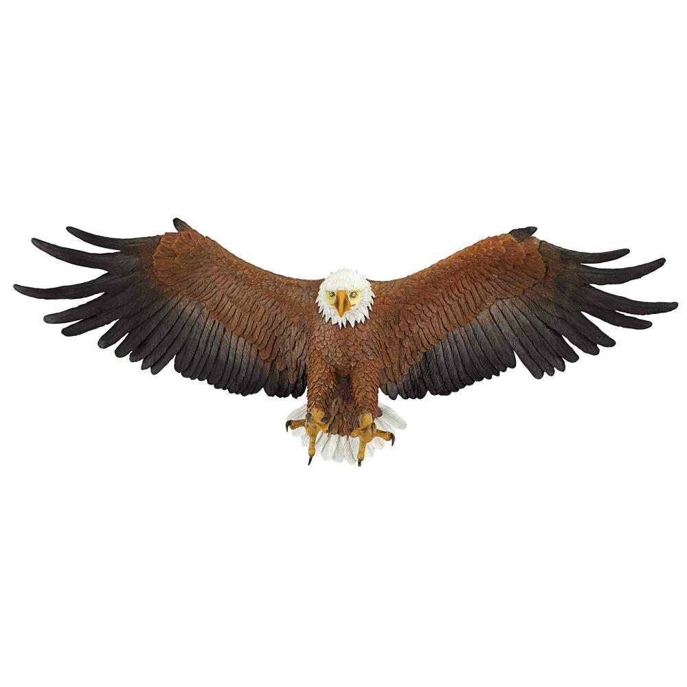 Wingspan Bald Eagle Design Toscano Hand Painted 16" Wide Statue Solid Wood Base