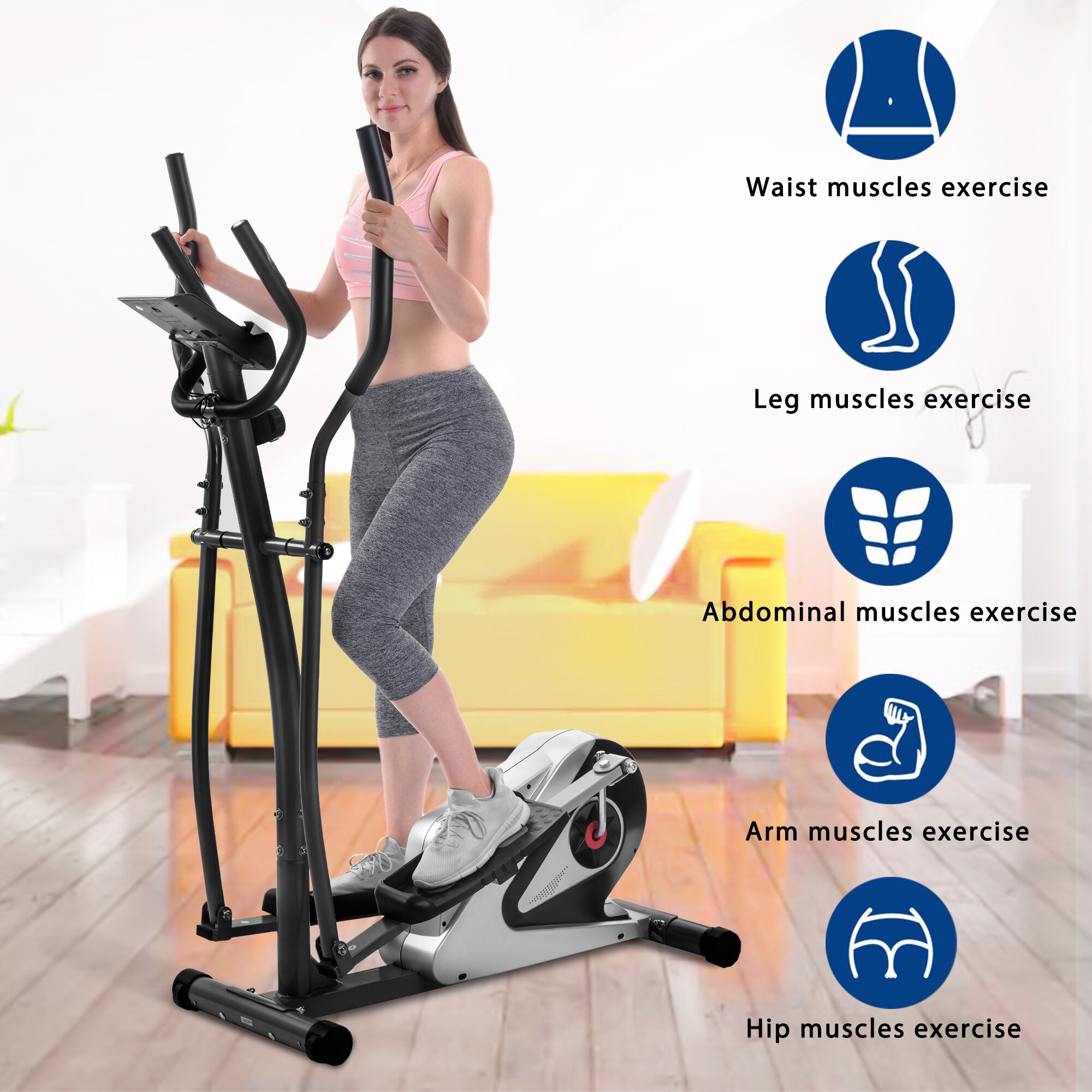 NEW Magnetic Elliptical Machine Portable Trainer Mute LCD Monitor Exercise! 