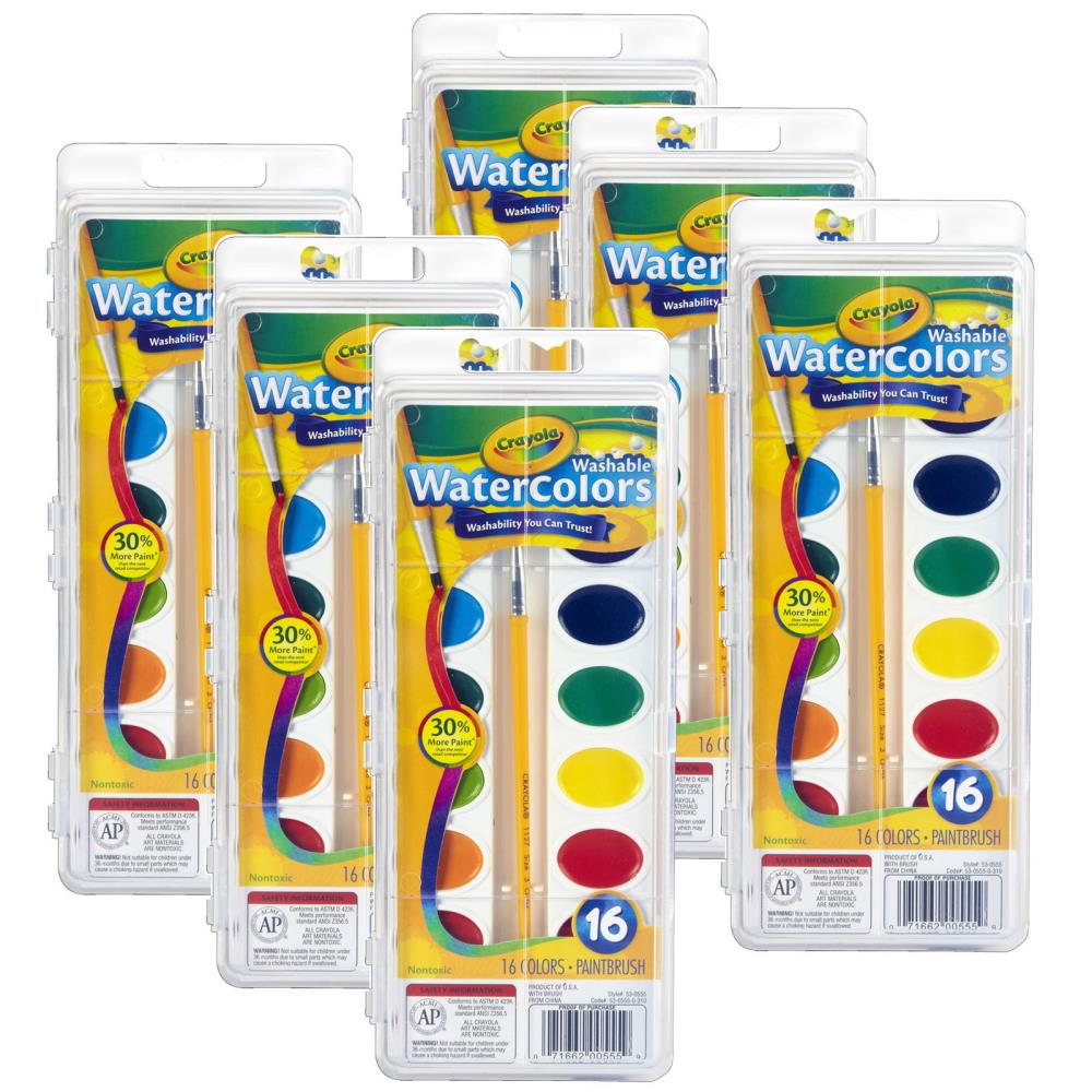Crayola Crayola Washable Watercolors 16 Count Total 96 Count Pack of 6 