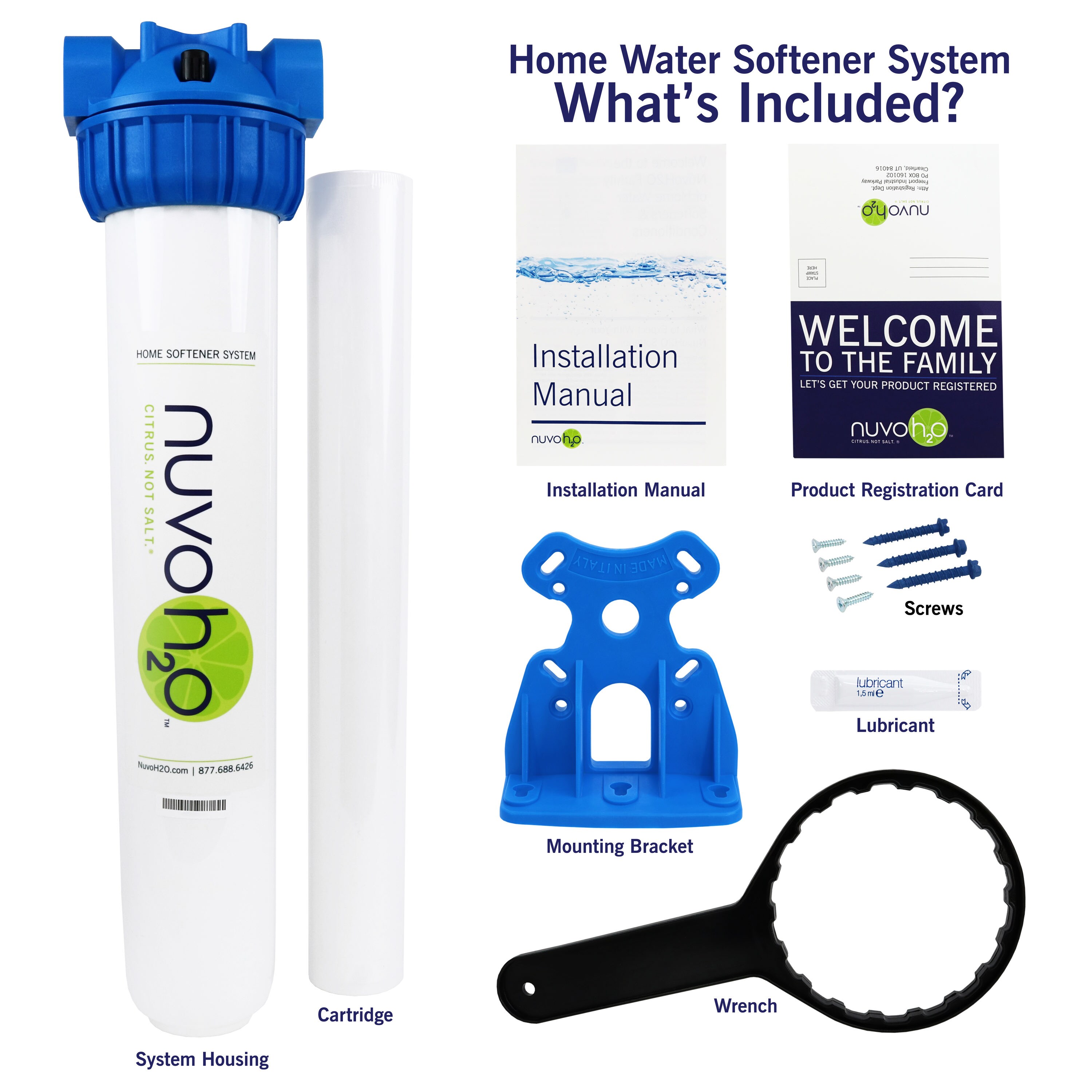 Salt Free Water Softener Replacement Cartridge Filter System Mount Home NuvoH2O 