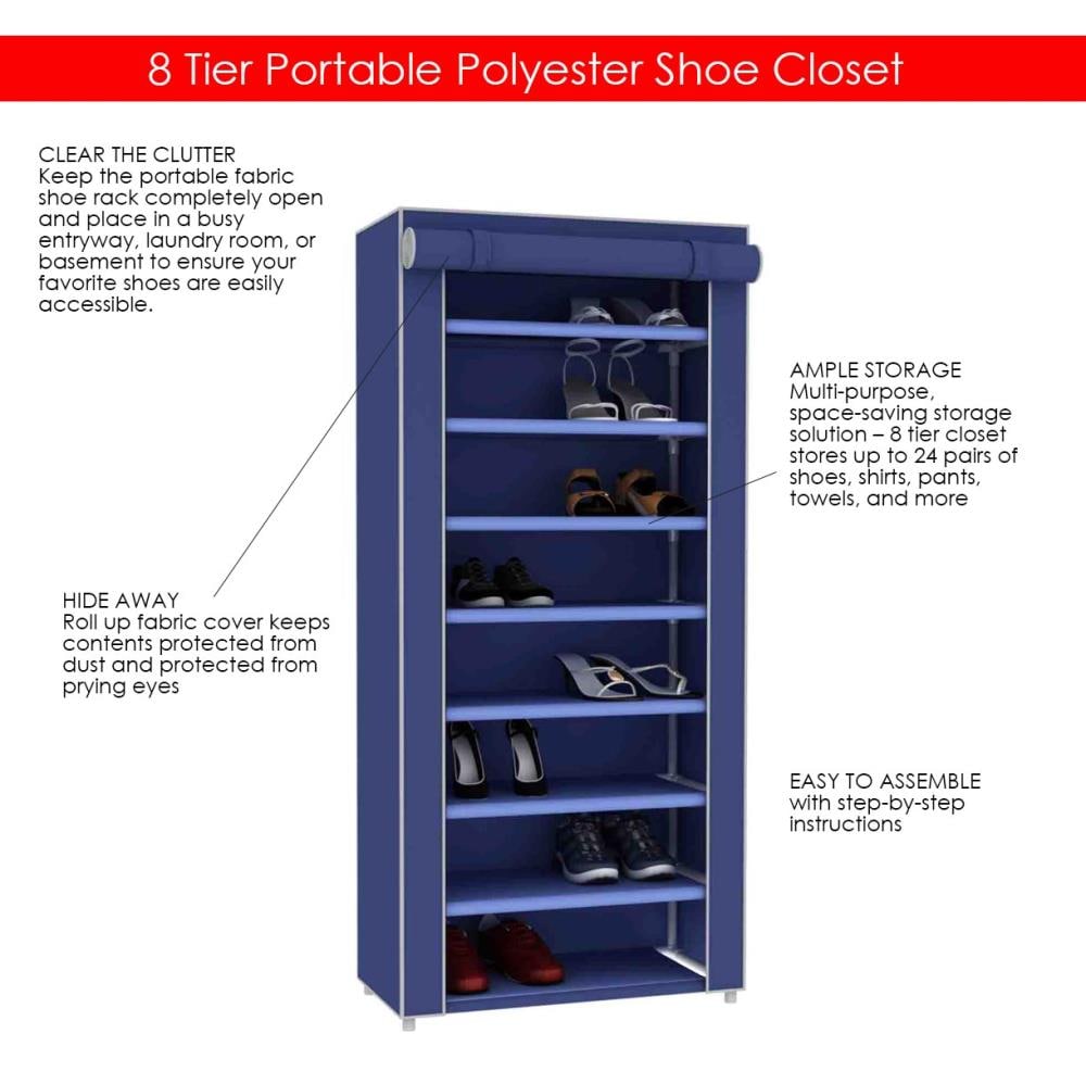 6 Tiers 12 Lattices Shoe Rack Shelf Storage Closet Organizer Cabinet Navy Blue 