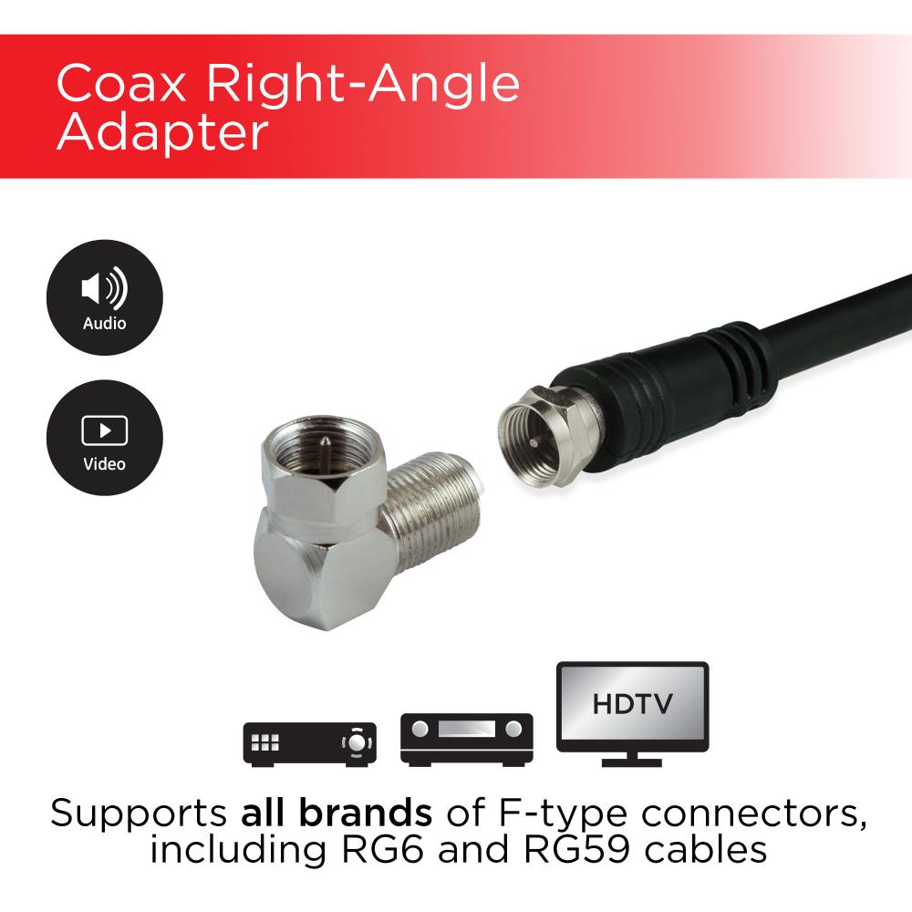 3x F Type Right Angle 90 Degree Connector Adapter Plug Coaxial HD RG59 RG6 