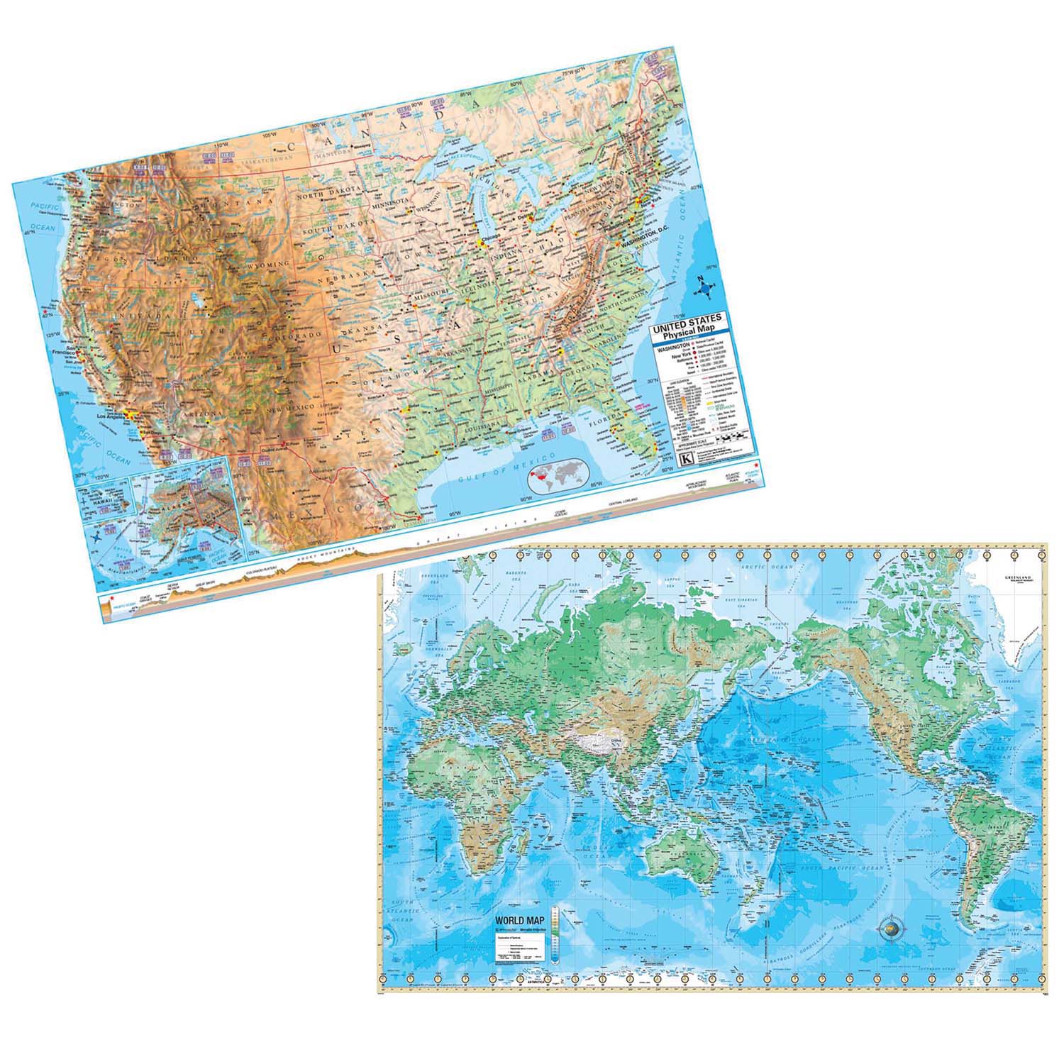 KAPPA MAP US & WORLD ADV PHYSICAL MAP SET 