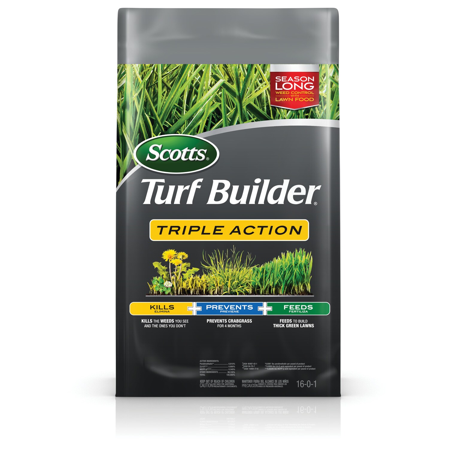 Scotts 20lb Turf Builder Triple Action Weeds killer Prevents Crabgrass Fertilize 
