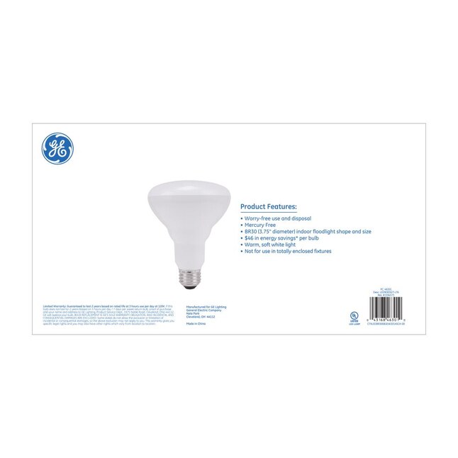 6-Pack 610  lumens General Electric GE 20331-6-6 65 Watt Soft White Floodlight BR30 Light Bulb 