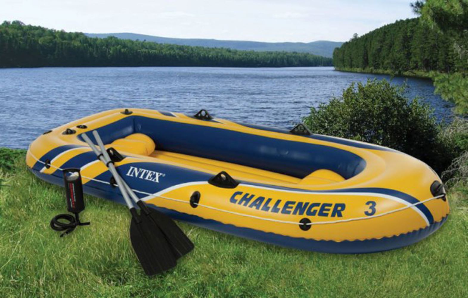 Intex Challenger Boat Set Inflatable Dinghy Oars & Pump 2/3 Person Mount Kit 