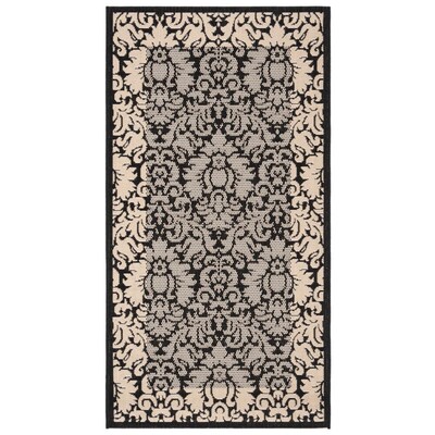Safavieh Courtyard Nashua 3 x 5 Black/Sand Indoor or Outdoor Damask Throw Rug Safavieh Courtyard Nashua 3 x 5 Black/Sand Indoor or Outdoor Damask Throw Rug
