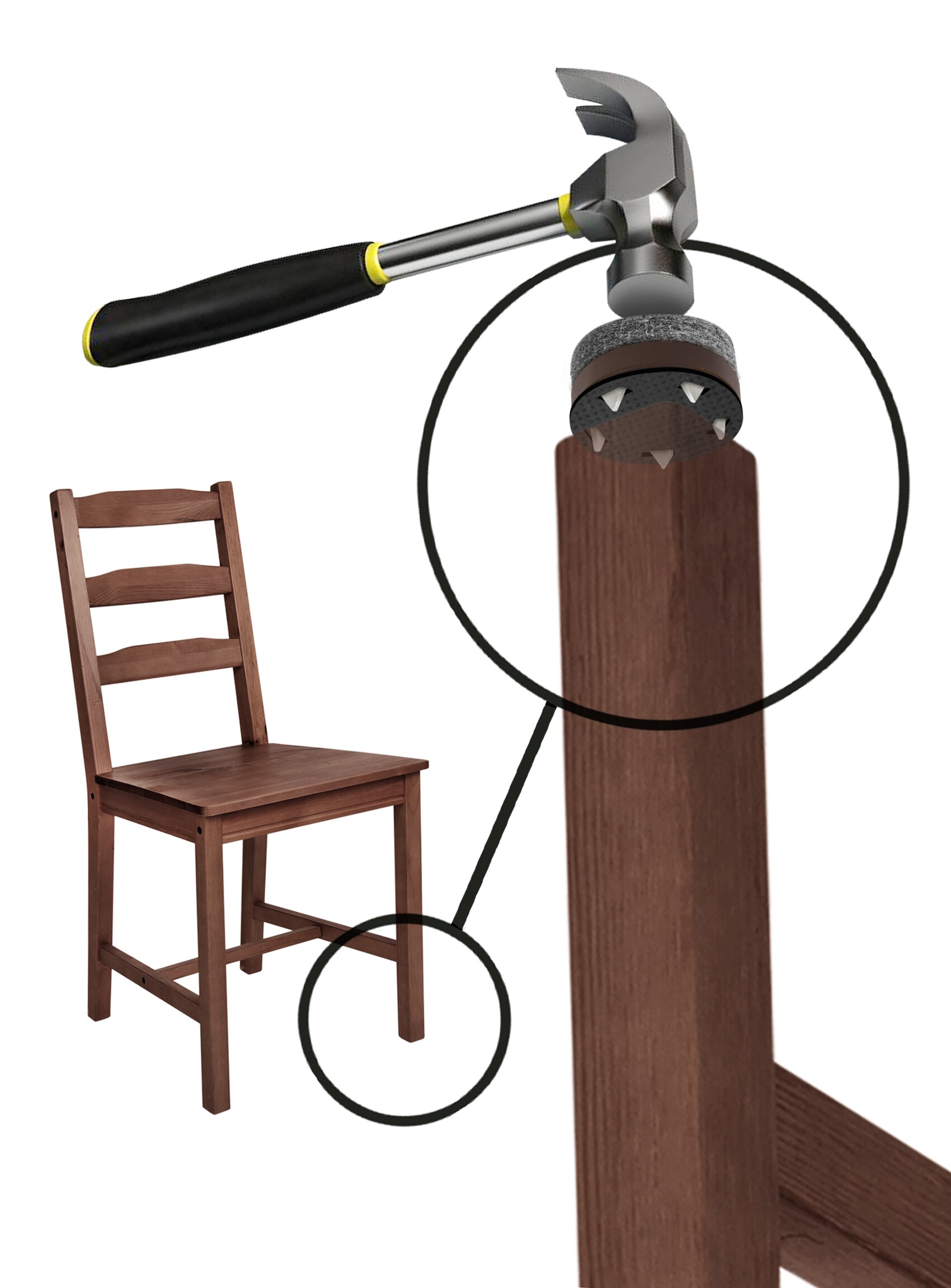 Set Of 8 Gorillafelt Cb257 Chair Leg Floor Protectors/Felt Glides Tap On Furn 