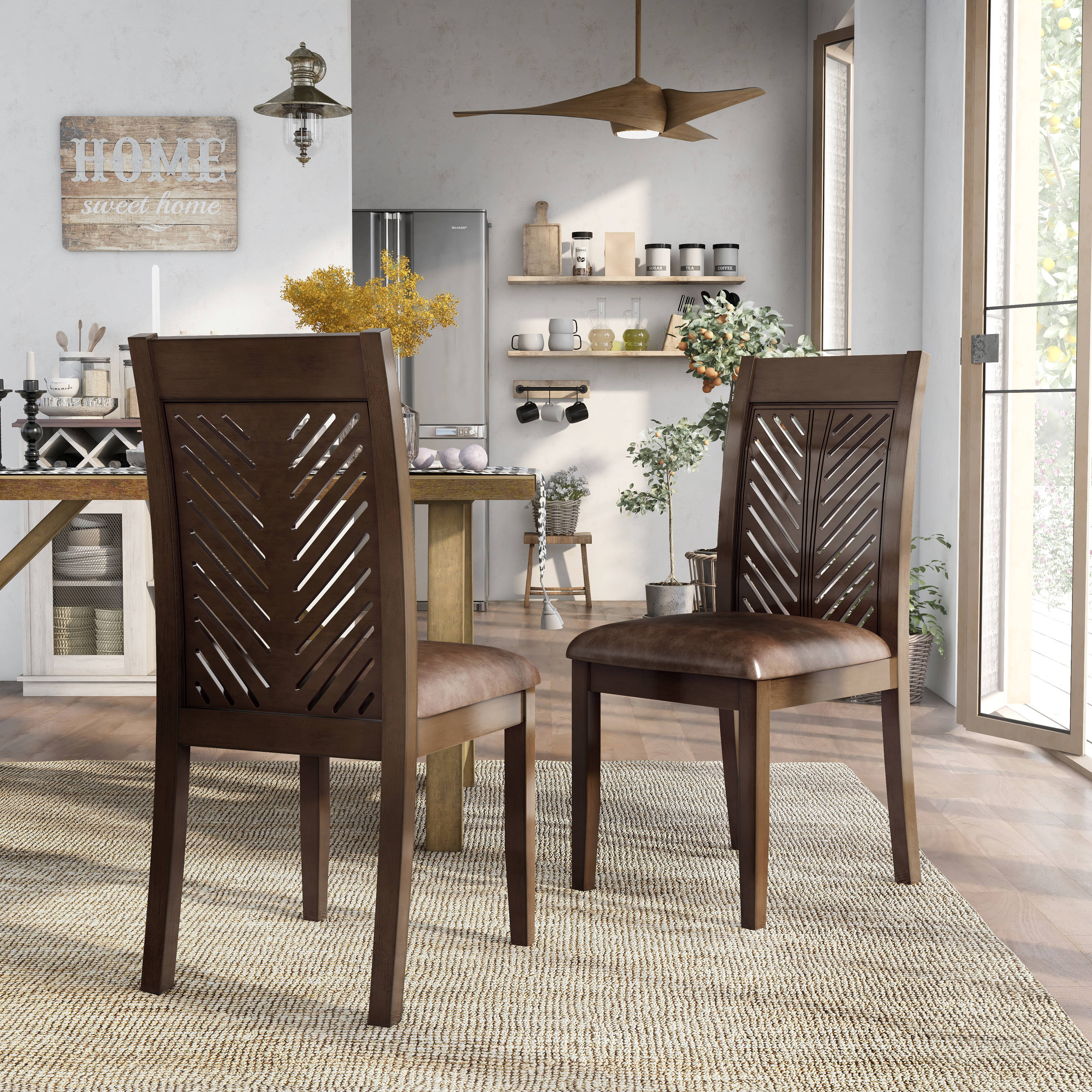 1 Kitchen Table And 2 Wood Kitchen Chairs with Rich Linen White Finish NEW 