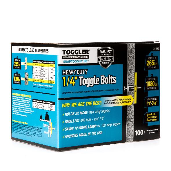 24014 for sale online TOGGLER Snaptoggle BB 1/4-20 100 Piece Toggle Bolts 