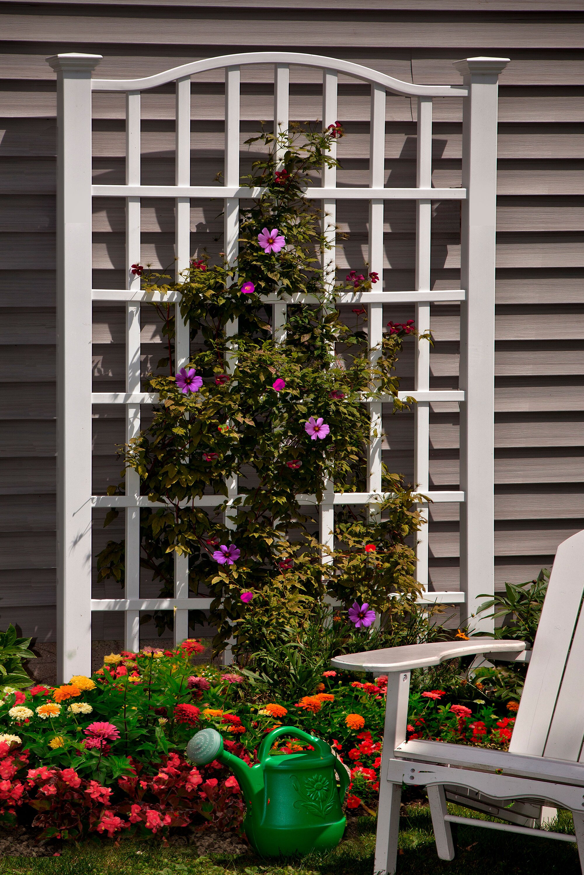 New England Arbors Decorative Garden Flower Plant White Vinyl ATHENS TRELLIS 