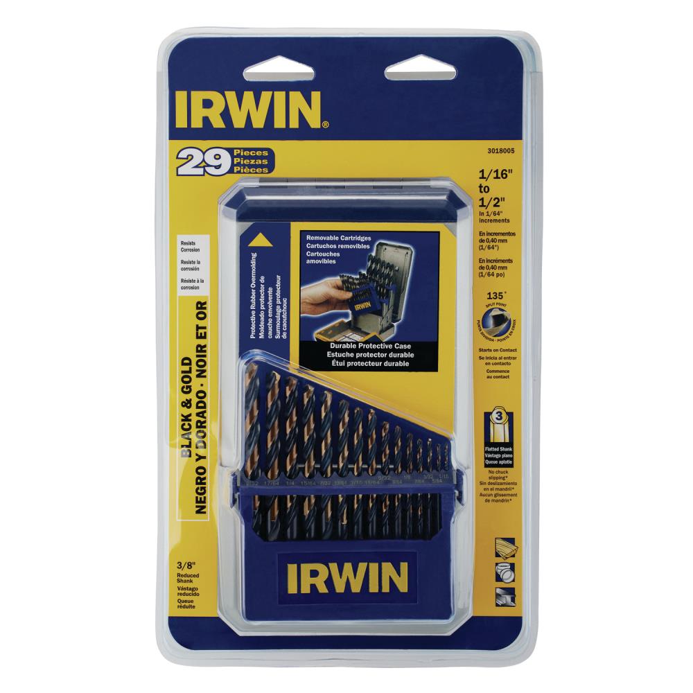 IRWIN 29-Piece Assorted Set Black and Gold Coated Hss Twist Drill Bit Set