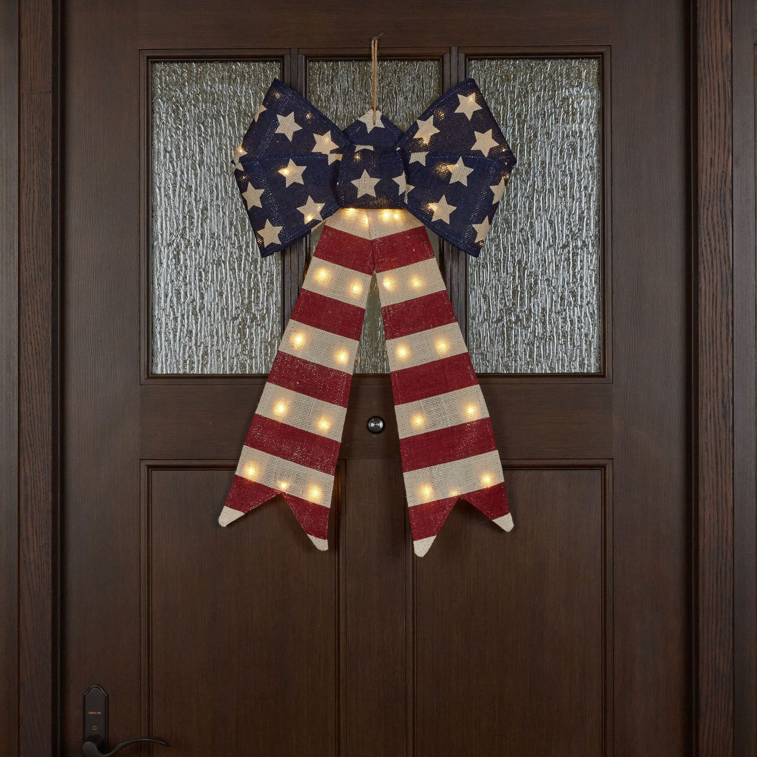 Holiday Living 14X25 Lighted Patriotic Burlap Bow in the Fourth of July