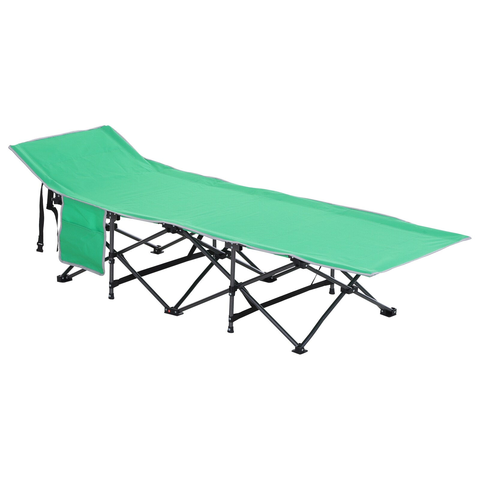 Military Style Aluminium Black Camp Bed Lightweight and Strong side pocket