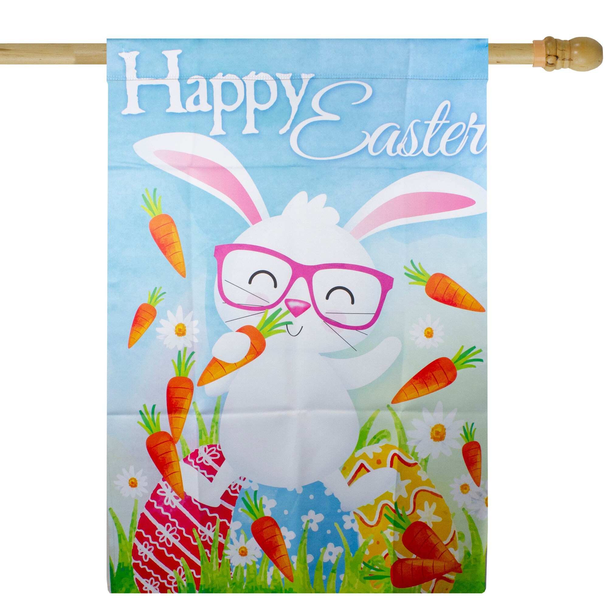 EASTER Garland Banner Bunnies & Carrots Strung W/Twine 72" Long NEW 