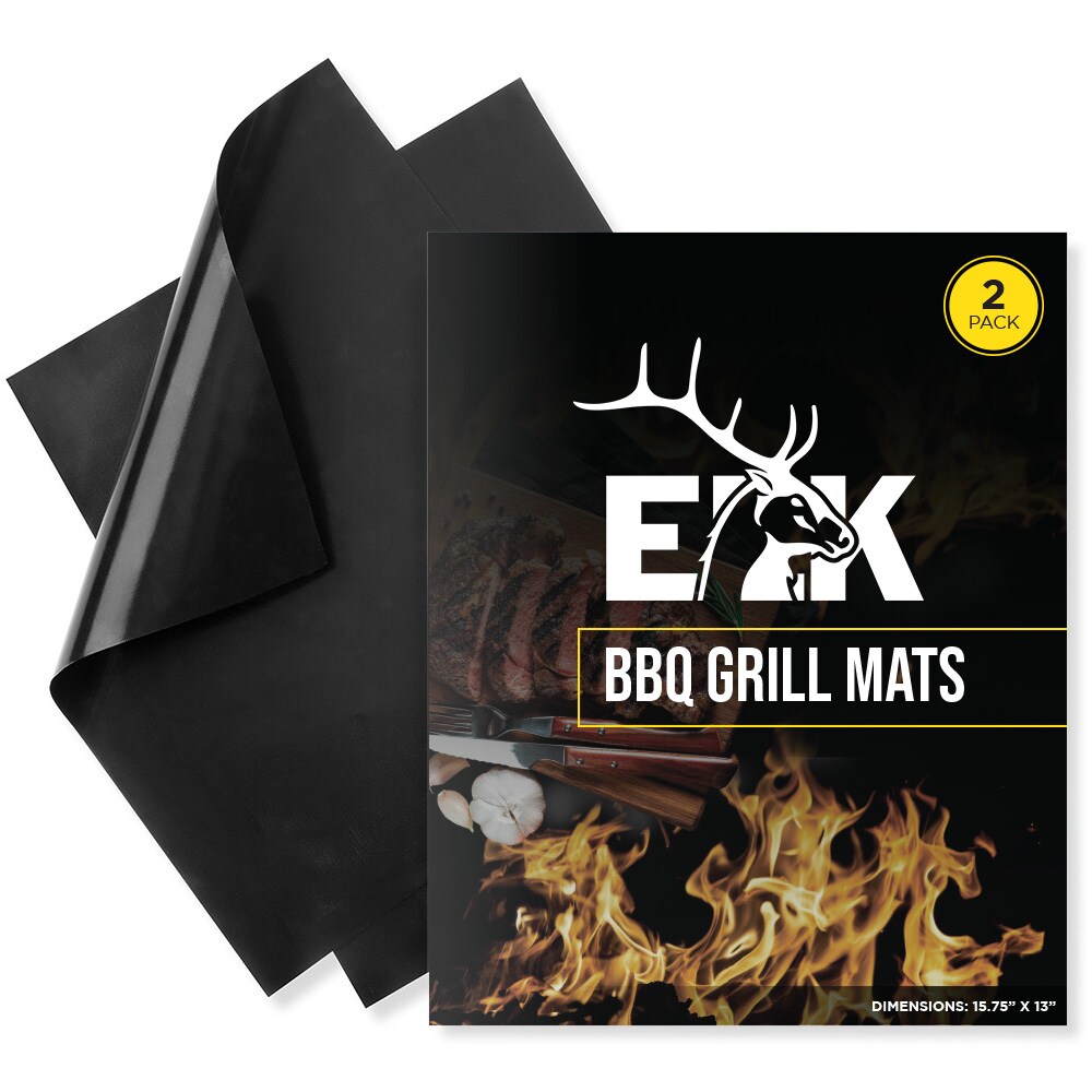 ELK ELK BBQ Grill Mats - Heavy Duty, Non Stick, Reusable and Easy to Clean Barbecue Grilling Accessories - Compatible with Electric, Gas Charcoal Grills (2 in the