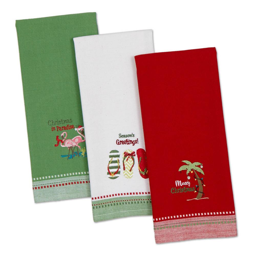 Kitchen Linens Pot Holders Red/Green Christmas "Noel" Towels Oven Mitt 