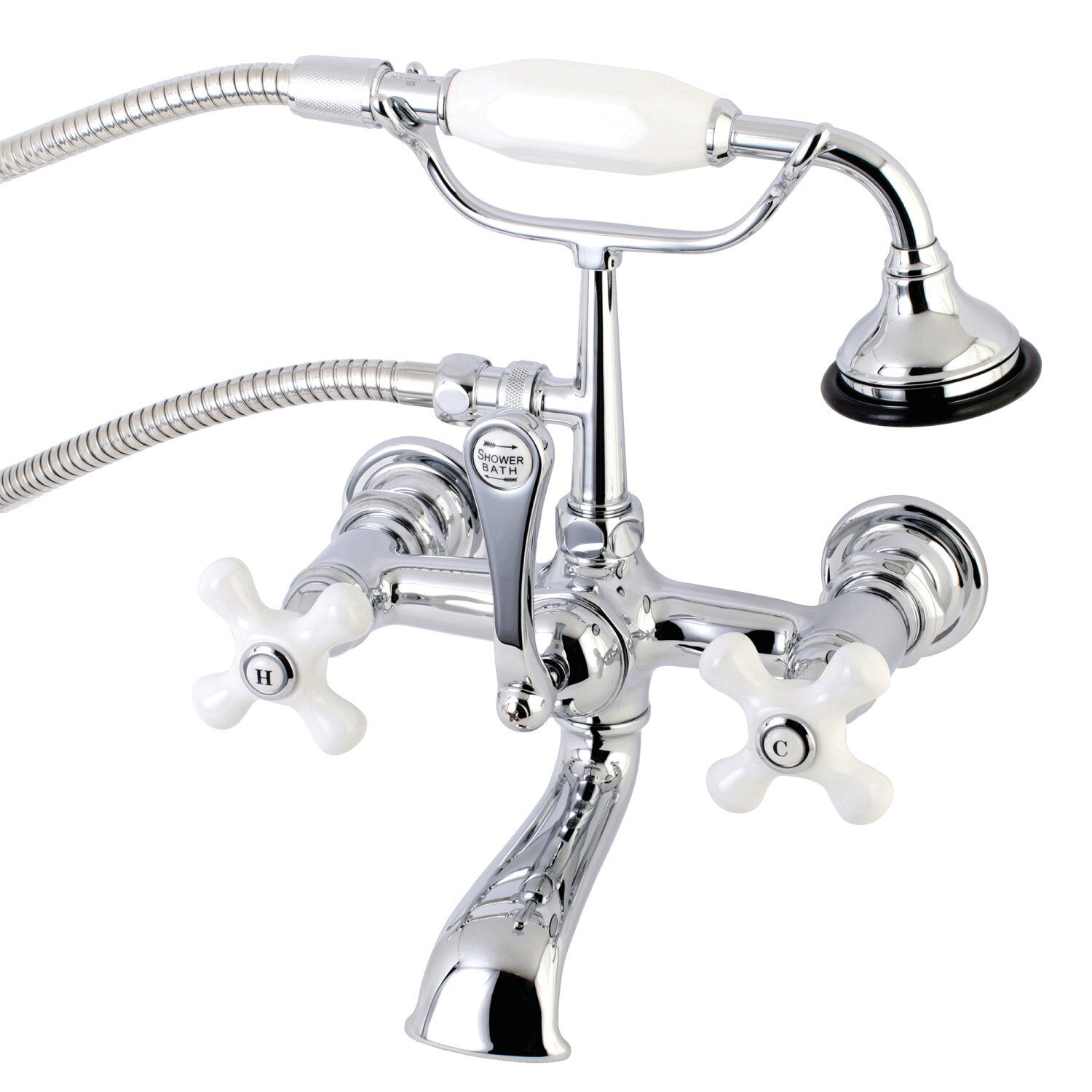 2-Handle Claw Foot Tub Faucet Polished Chrome Antique Bath Tub Faucet Wall Mount 