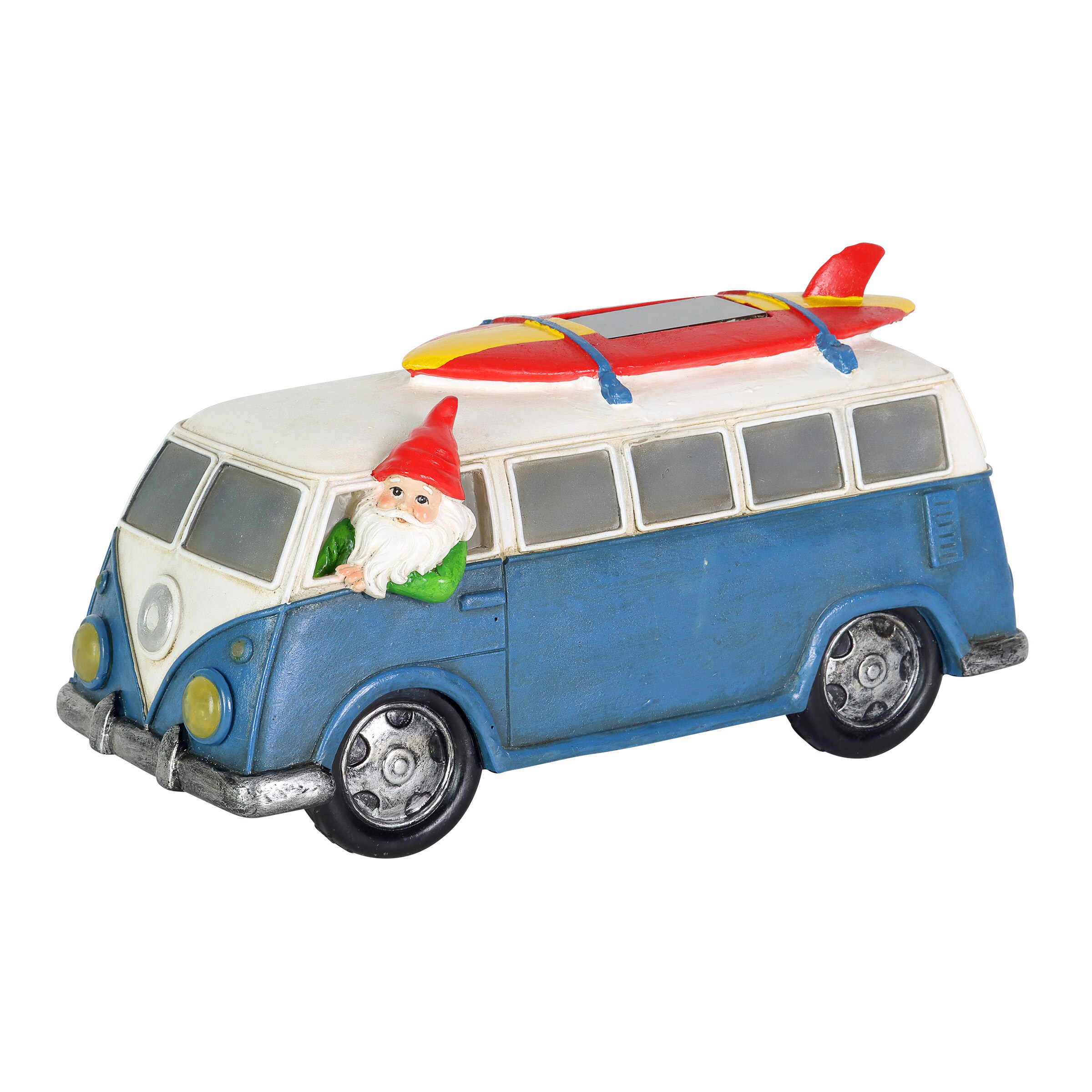 VINTAGE BEACH STYLE HAND DESIGNED METAL TEAL SURF BUS WITH SURFBOARDS ON TOP!! 