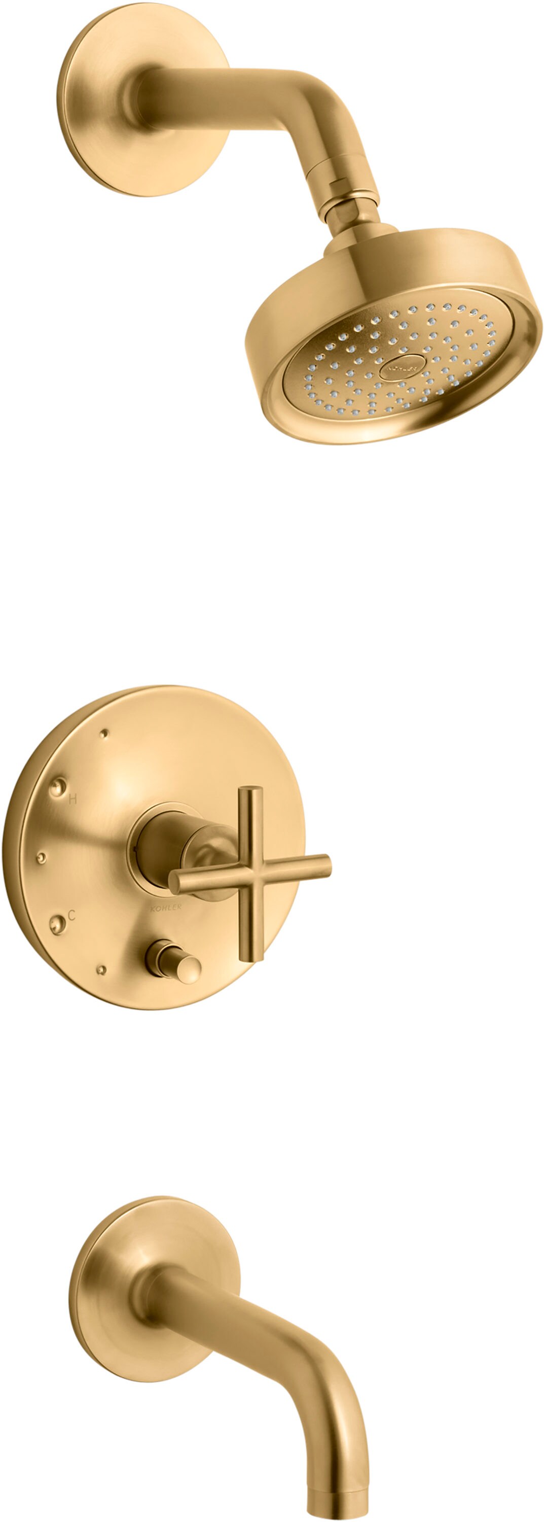 KOHLER Purist Vibrant Brushed Moderne Brass 1-handle Bathtub and Shower  Faucet (Valve Not Included)