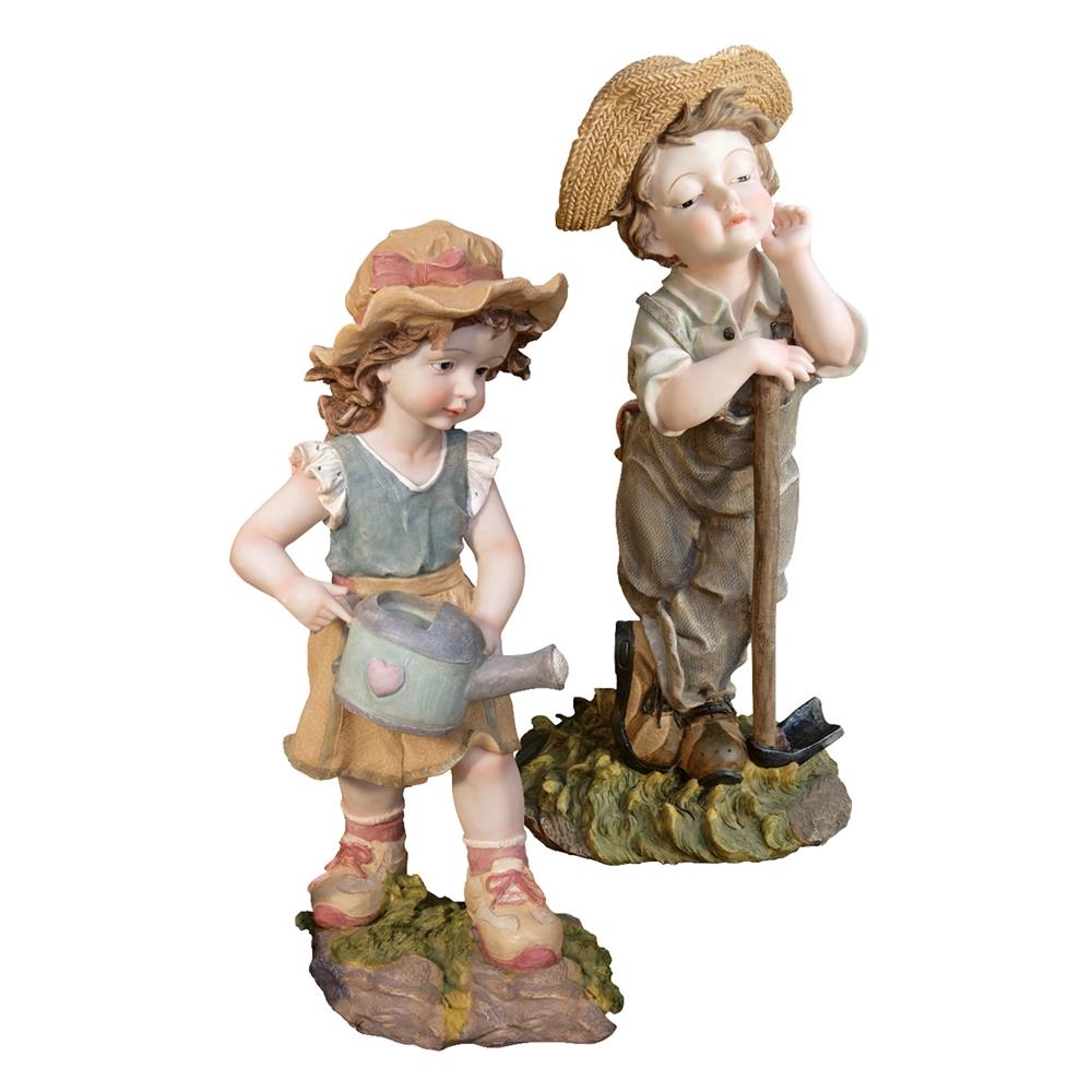 Design Toscano Fanny and Frank Farmer 20-in H x 9-in W Children Garden Statue
