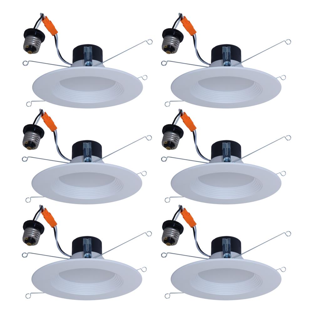 Utilitech 6-Pack LED 5-6in 65-Watt EQ White Round Dimmable Recessed Light 2700K 