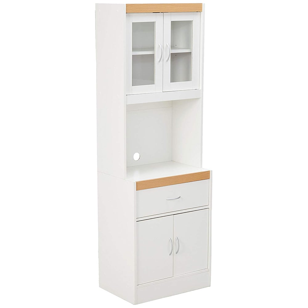 No Apply Madera White HODEDAH IMPORT Microwave Cart with One Drawer Carro de Cocina 