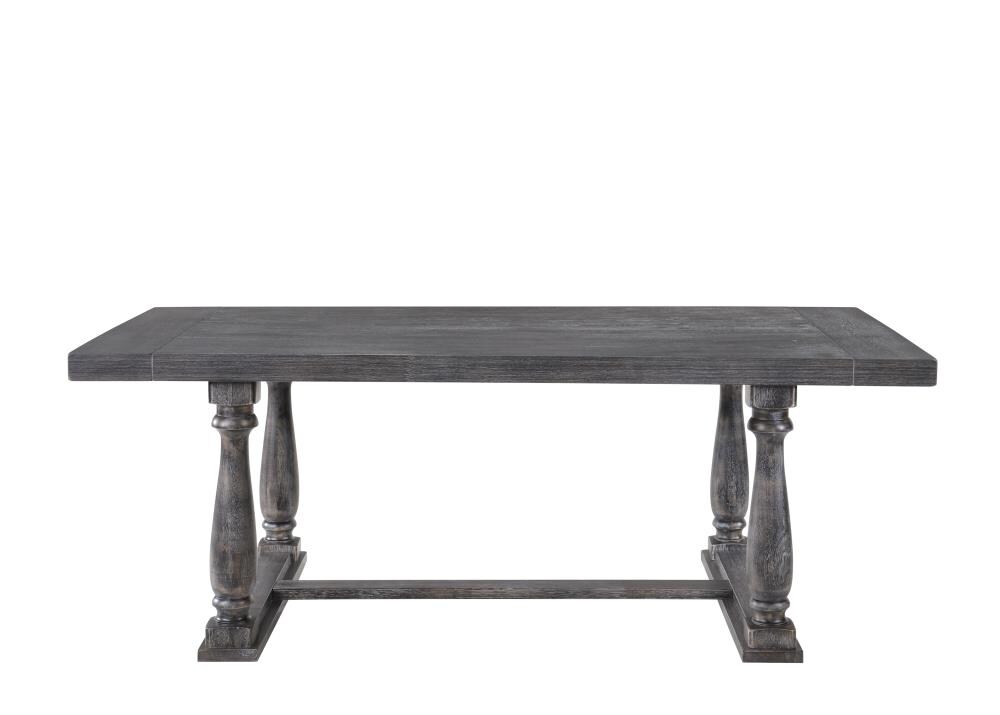 Photo 1 of ACME FURNITURE Bernard Weathered Gray Oak Traditional Dining Table, Wood with Wood Base, Box Packaging Damaged, Item is New

