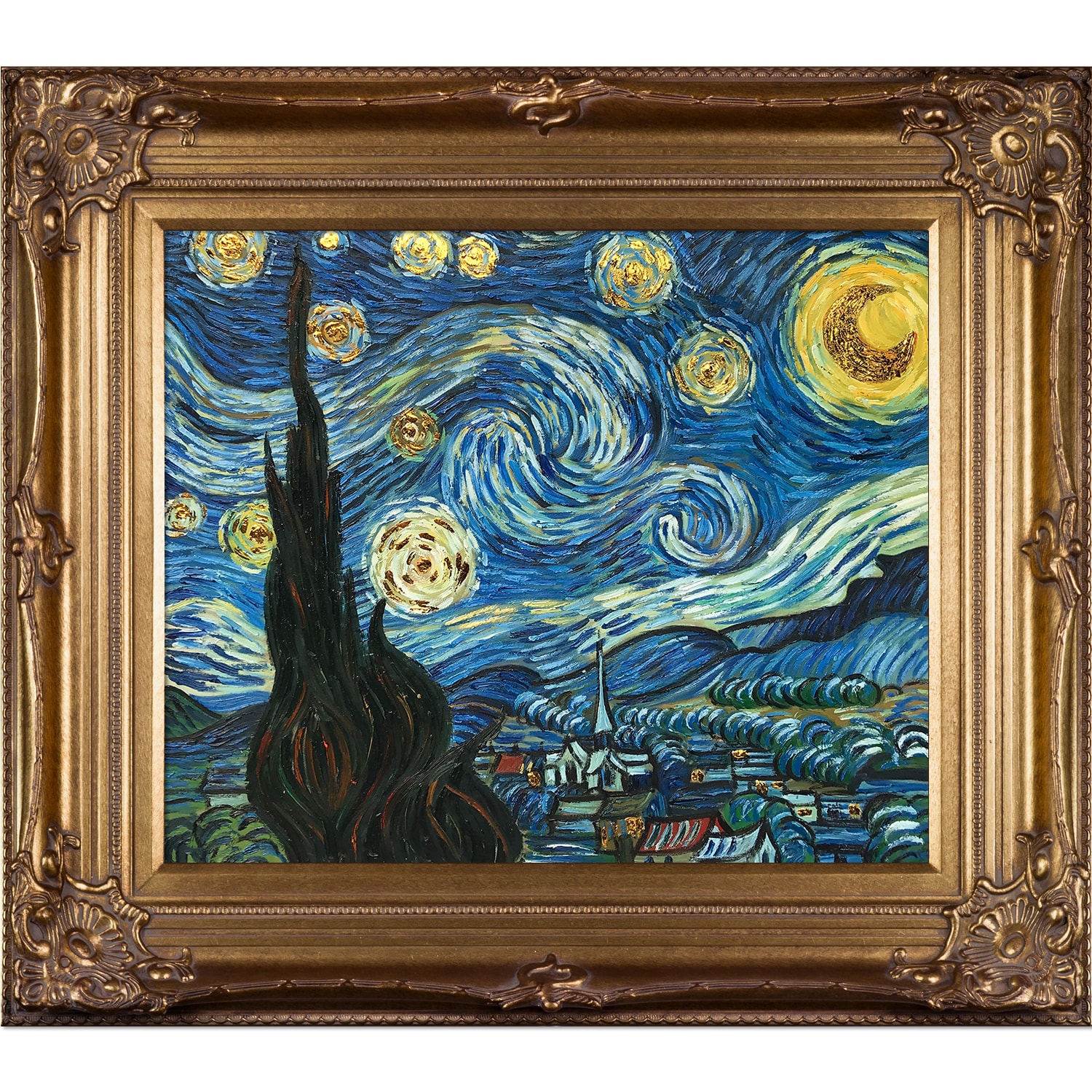 ALAZA Starry Sky Oil Painting Van Gogh Artwork 9.5 Inch Round Wall Clock Battery Operated Non-Ticking Silent Quartz for Home Living Room Office Kitchen Bedroom
