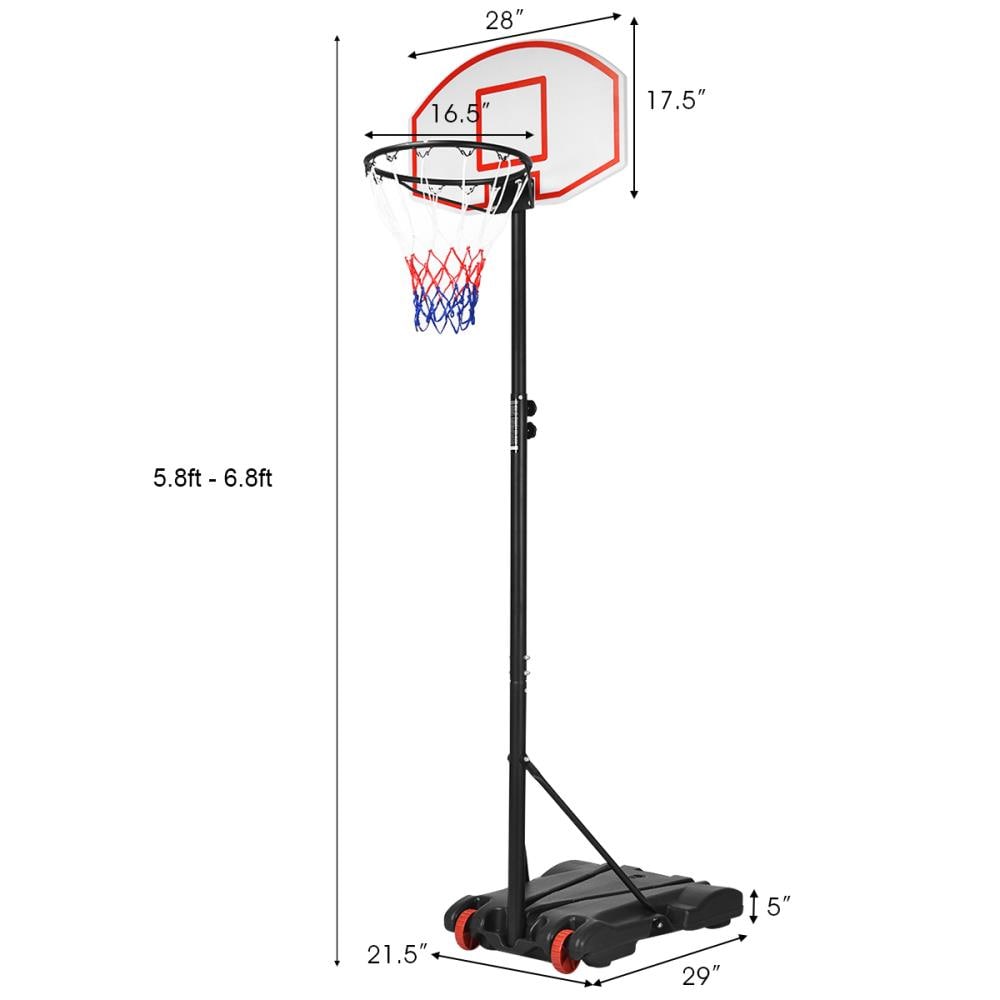 6.3FT-8.1FT Height Adjustable Basketball Goal with 5-Level Heights Built-in Wheels Basketball Stand for Kids Youth Goplus Portable Basketball Hoop Outdoor Shatterproof Backboard 