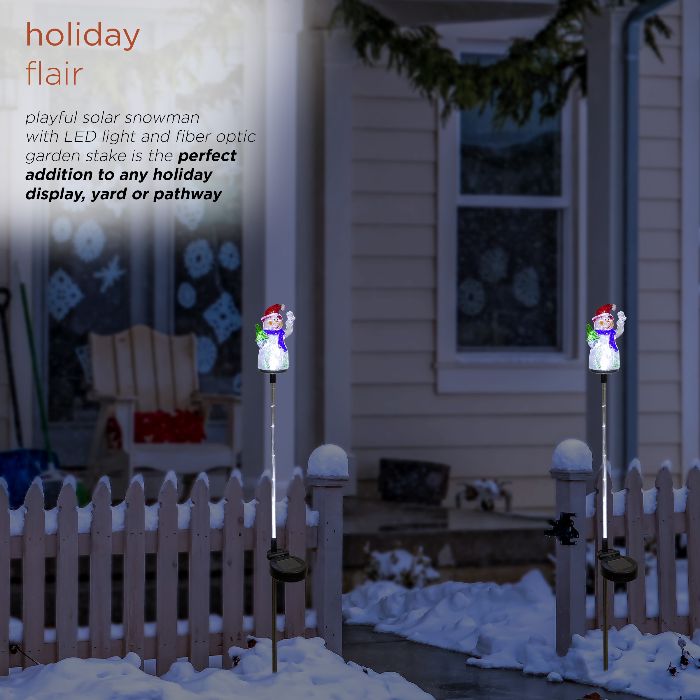 Set of 3 Multi-Color Changing Christmas Snowman Lights Litake Solar Garden Stake Lights Outdoor Solar Powered LED Garden Lights with a Purple LED Lights Stake for Patio Lawn Christmas Holiday Decor 