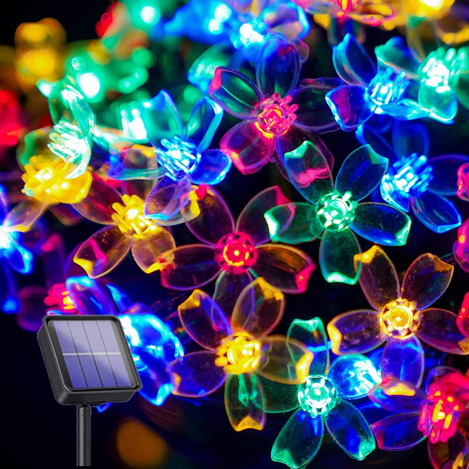 50 LED Multi-Coloured String Solar Powered Fairy Lights Garden Xmas 