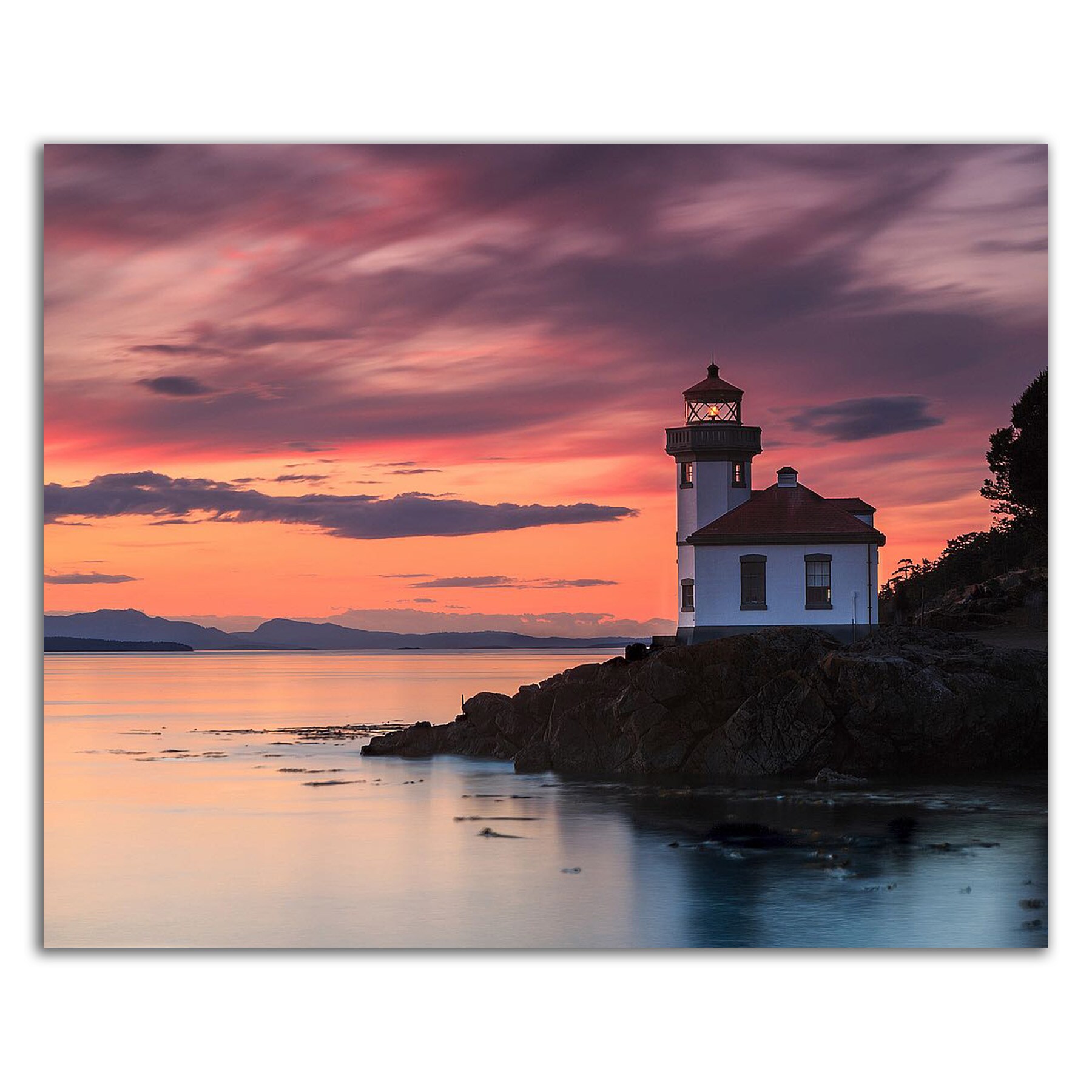 Lighthouse at Sea at Sunset Printed Picture Photo Roller Window Blind Blackout 