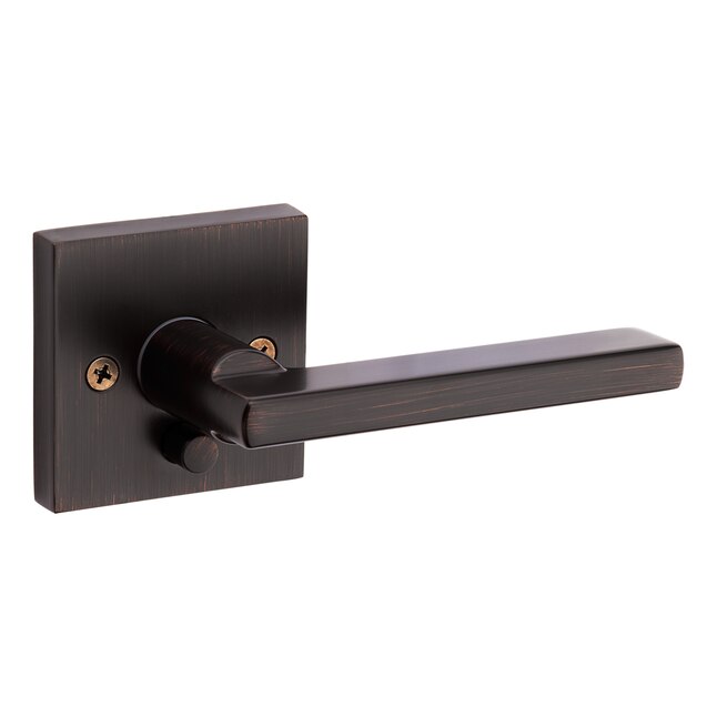 Single Cylinder HandleSet with Square Knob Door Handle Reversible for Right and Left Handed Doors Handle Set Black Finish 
