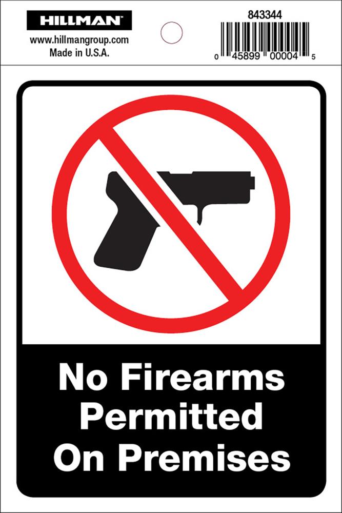 Hillman 840263 No Weapons Allowed Plastic Sign 8x12 Inches 1-Pack 