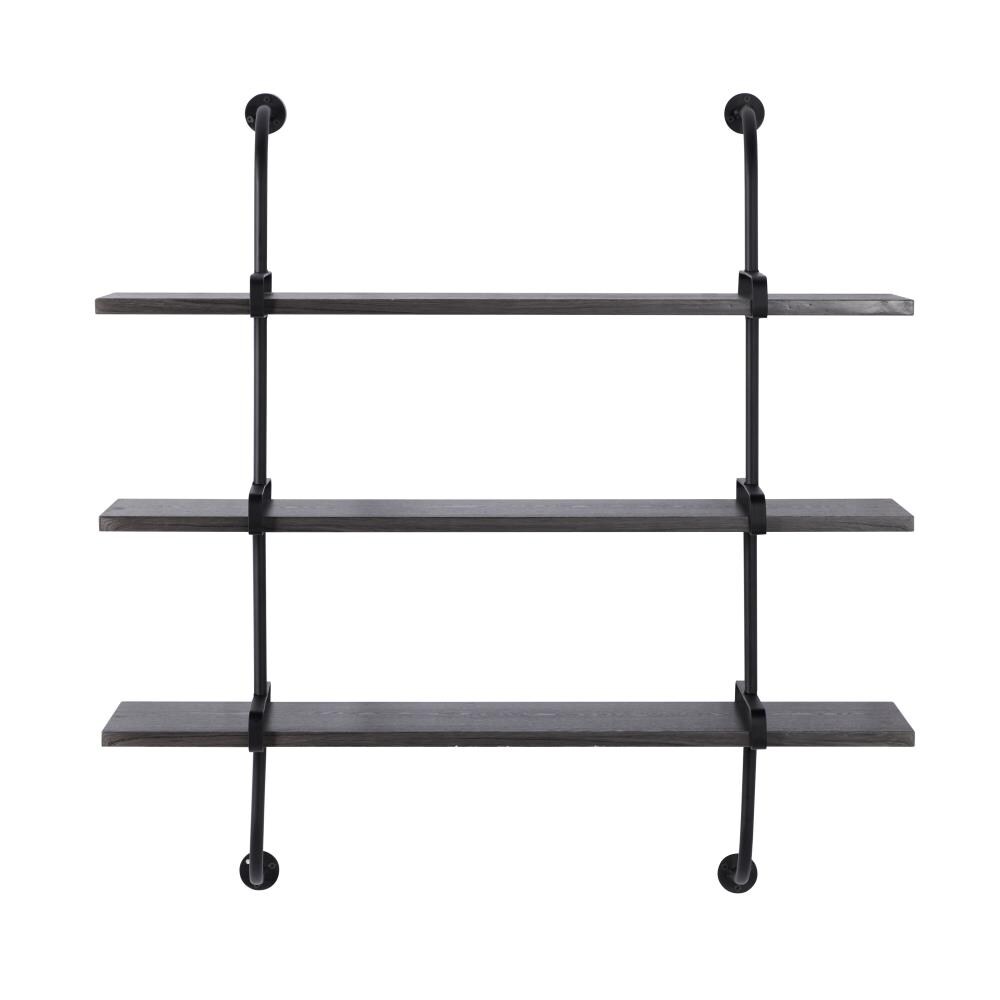 Industrial Pipe Shelf Kit,4 Tier Ceiling Shelves,Wall Mount Bookshelf,3 Columns 