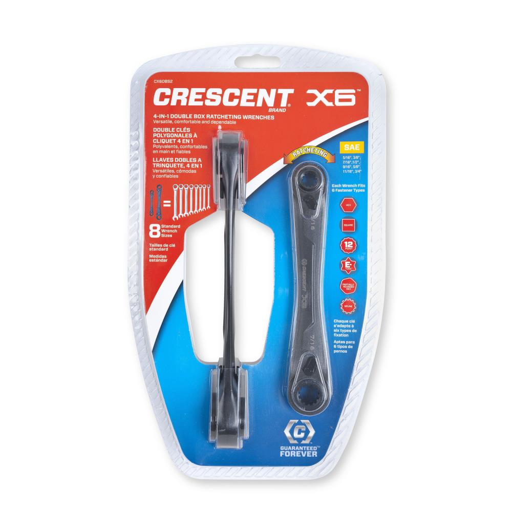 Crescent X6 CX6DBS2 4-in-1 Double Box Ratcheting Wrench Set  SAE 2-Piece 9163767 