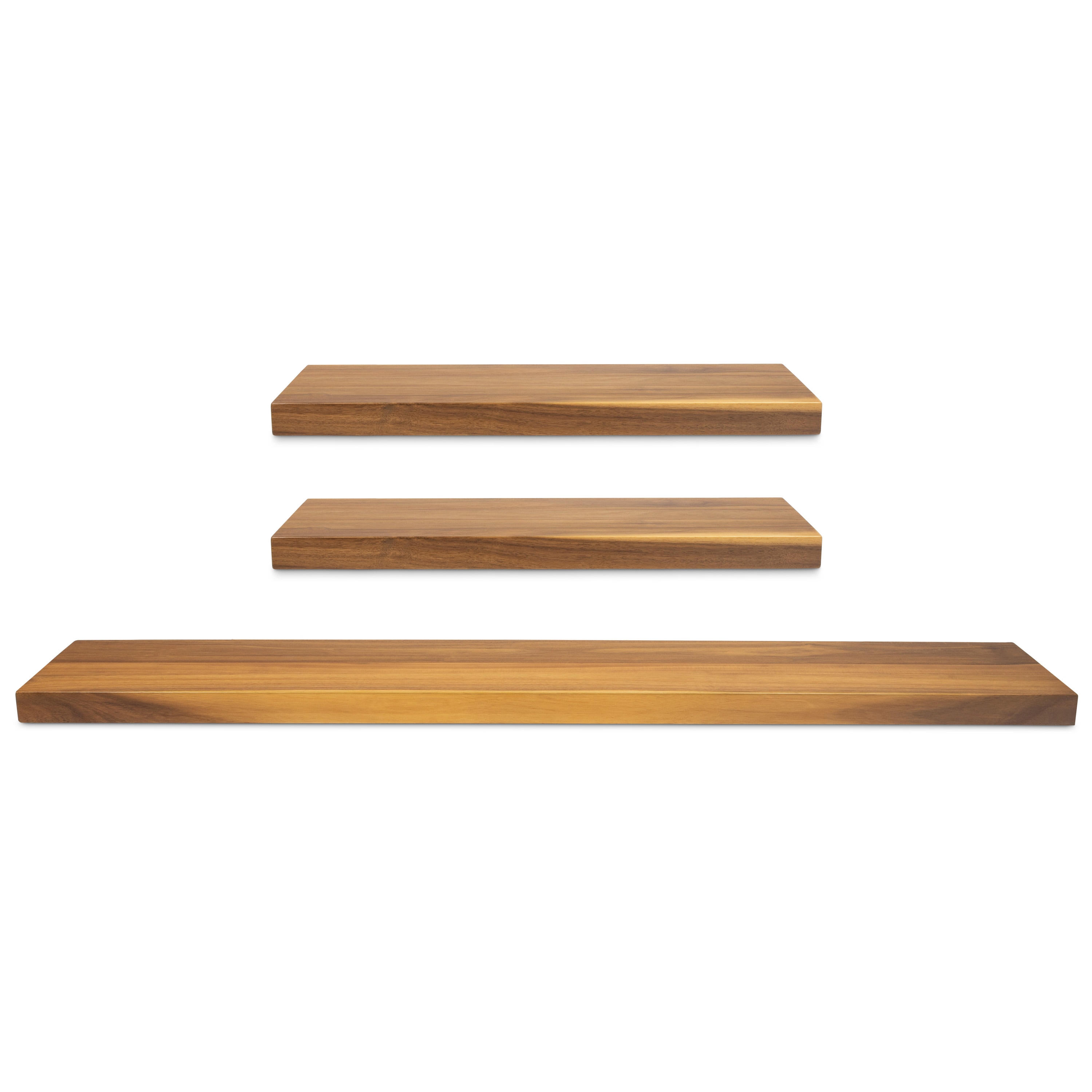 CenterPointe Acacia Wood Floating Shelf 4-in L x 9.5-in D (3 Shelves) in  the Wall Mounted Shelving department at Lowes.com