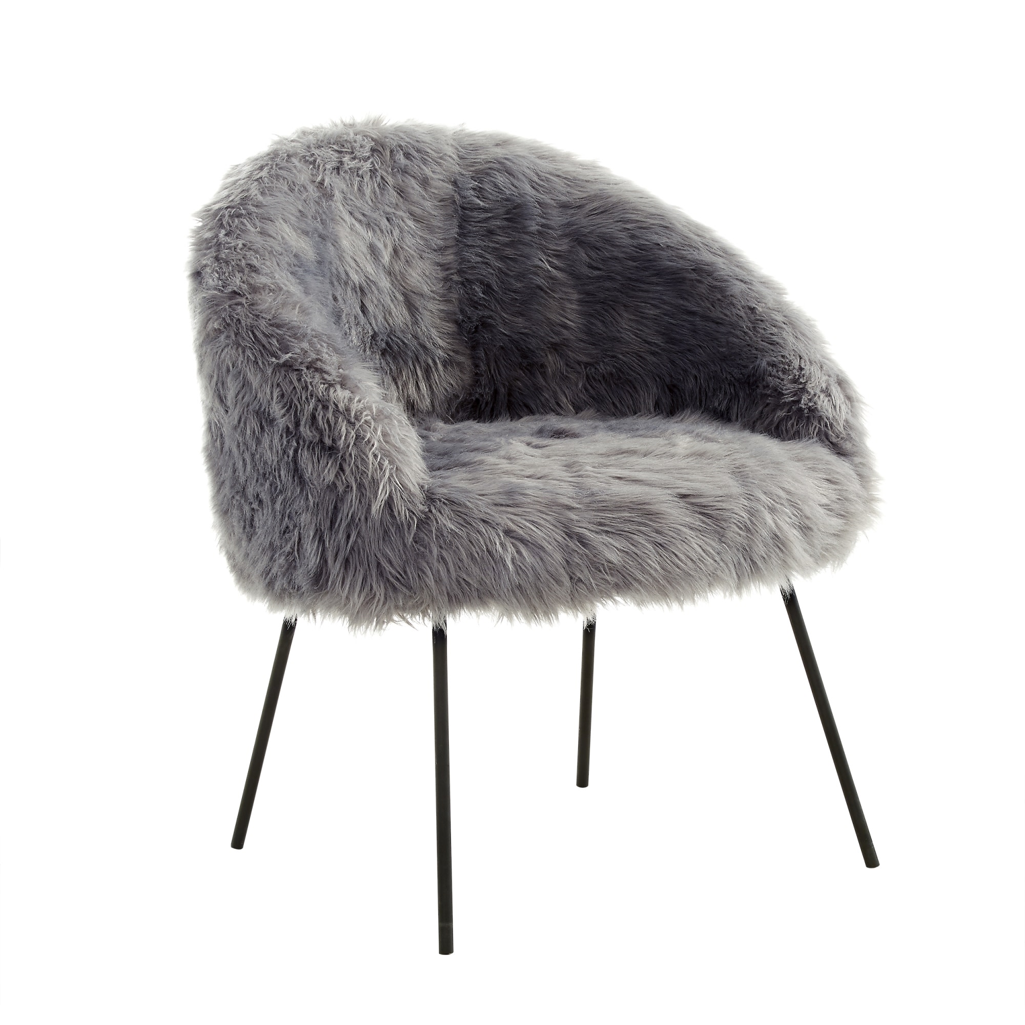 grey fur accent chair