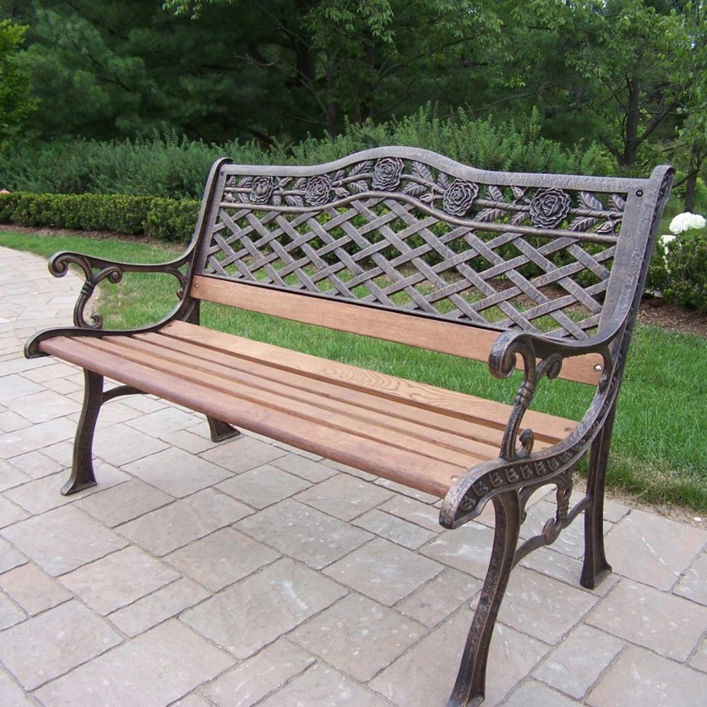 rose metal bench