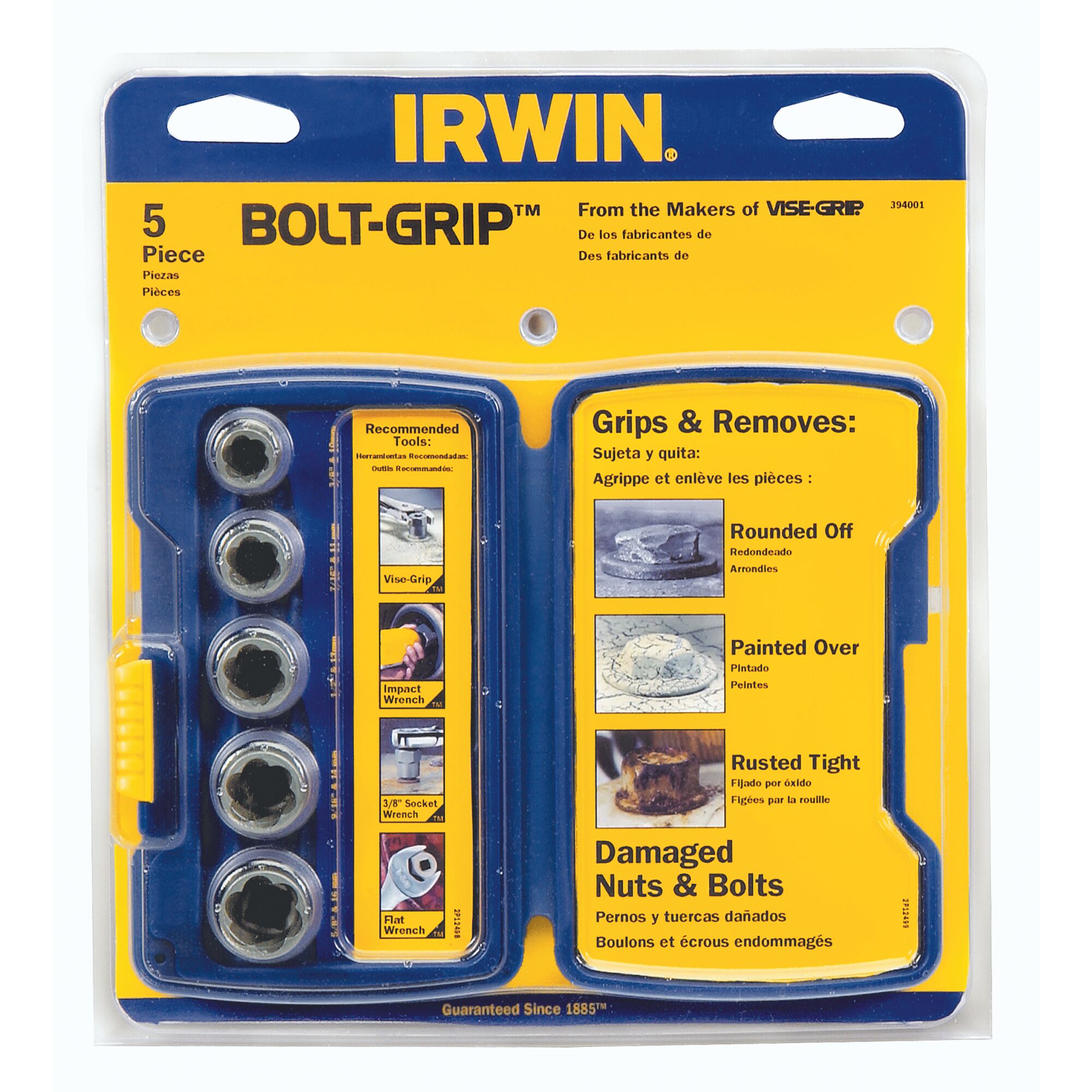 11/16",19mm Irwin Bolt Grip Nut Fastener Remover Expansion Set of 5 8,10,13 