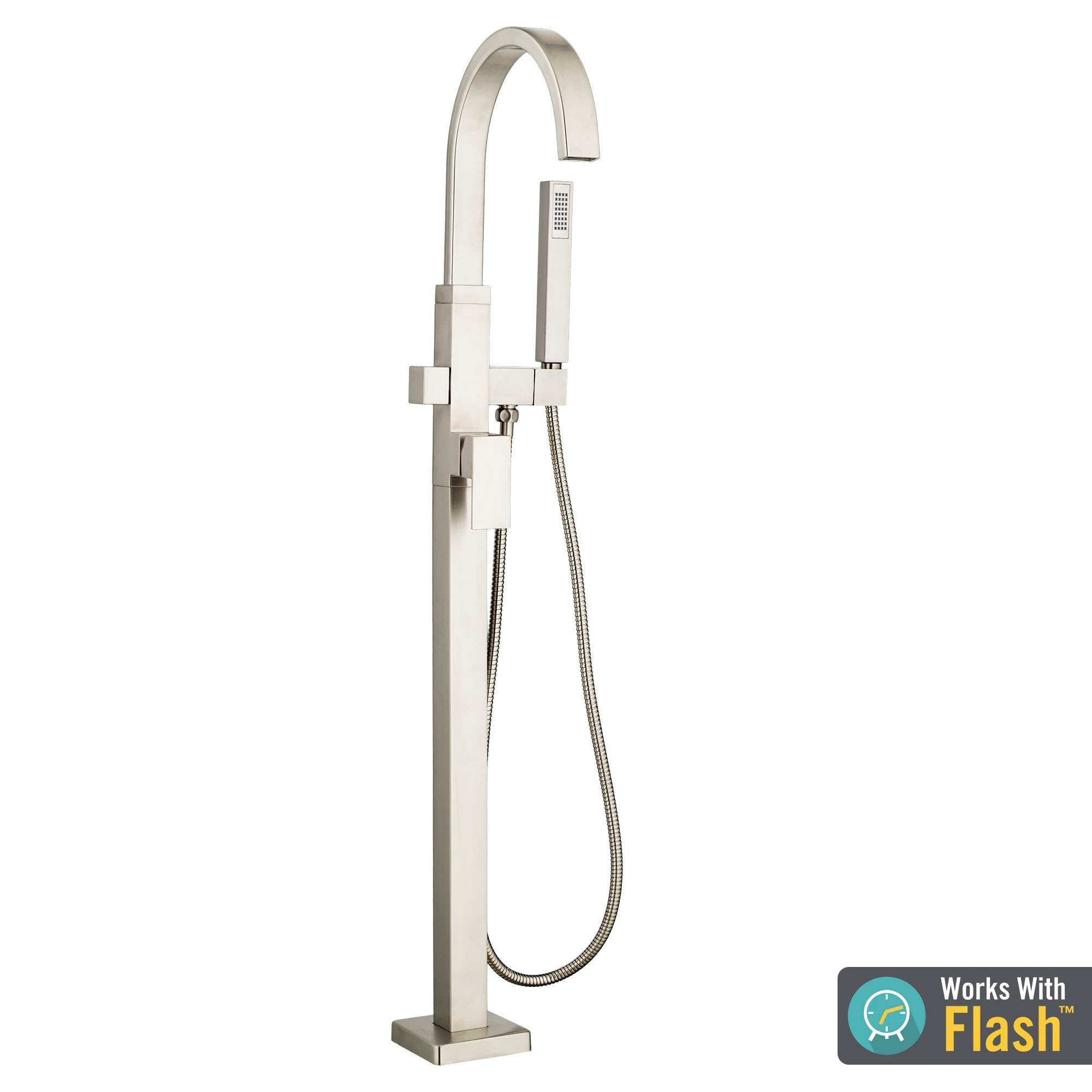 Polished Nickel American Standard T184951.295 Contemporary Square Freestanding Tub Faucet for FLASH Rough-In Valve 