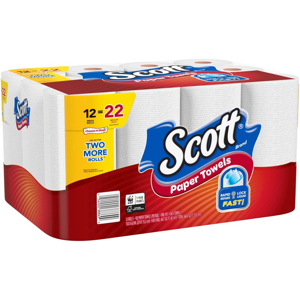 New Scott Paper Towels Choose-A-Sheet 15 Mega Rolls White pack 1 
