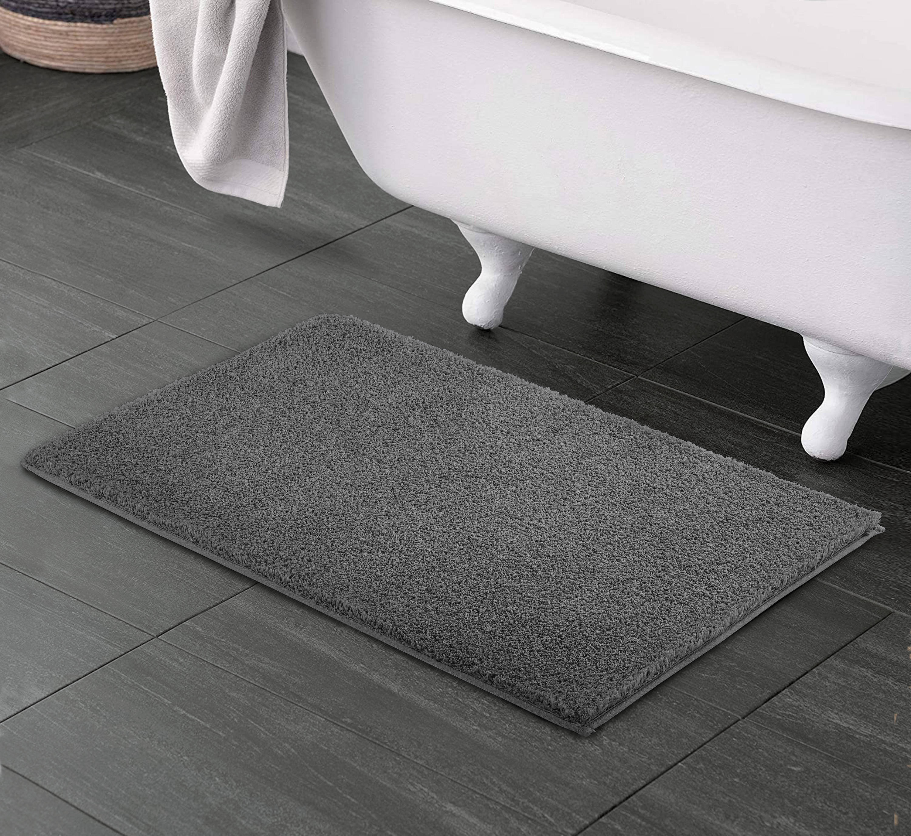 Allen Roth 34-in X 20-in White Microfiber Bath Rug In The Bathroom Rugs  Mats Department At