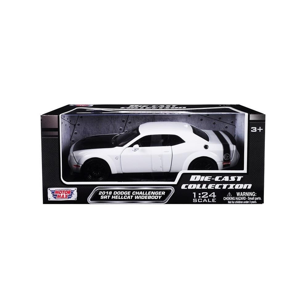 2018 Dodge Challenger SRT HELLCAT Diecast Car 1:24 Motormax 8in White NO BOX 