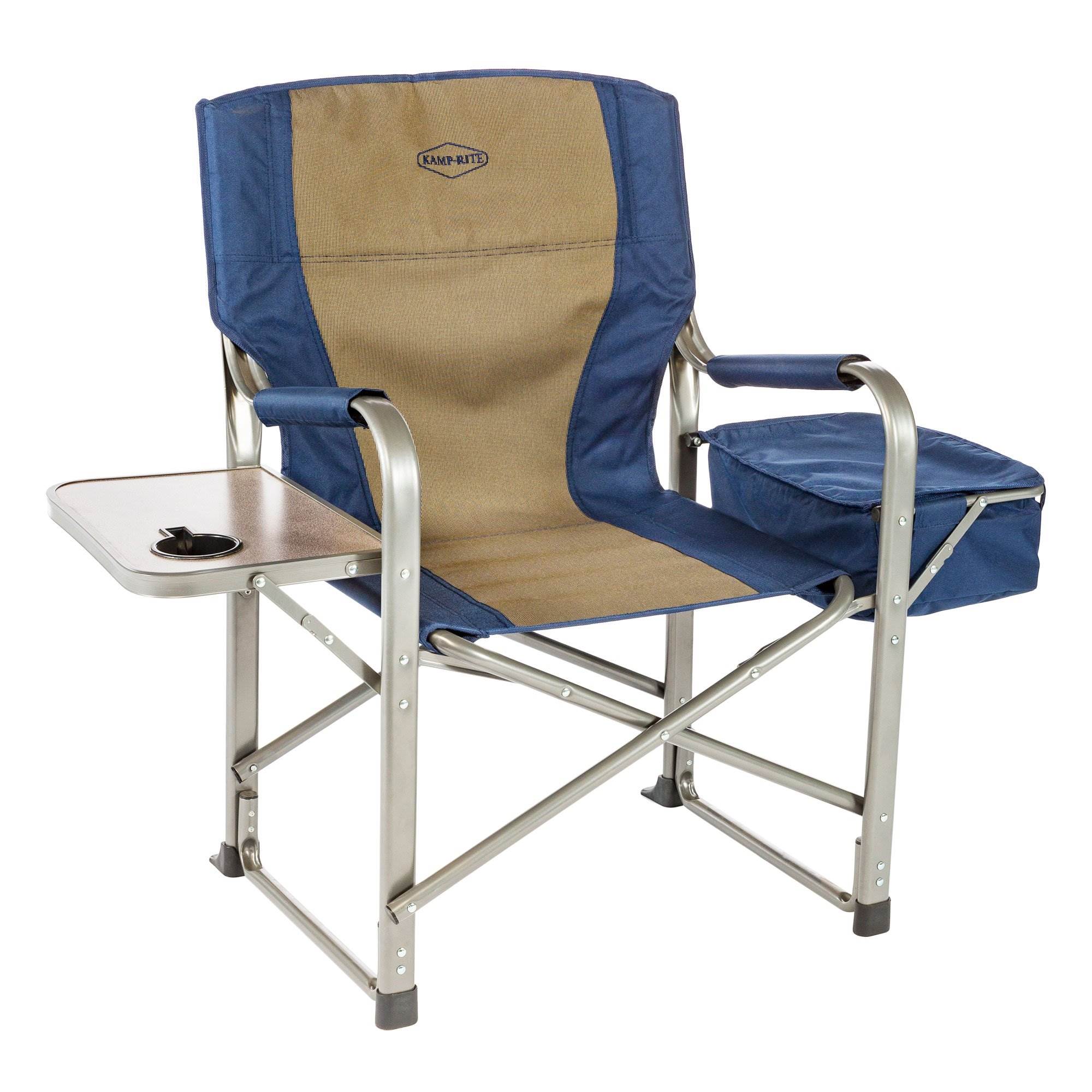 Kamp-Rite Folding Lounge Chair Tan/Blue