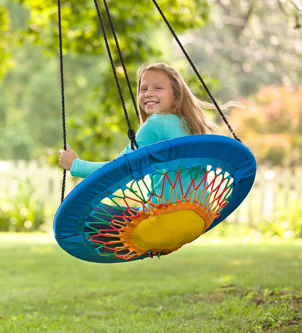 Flat Commercial Round Edge Swing Seat with Ropes Playground Backyard Rubber Kids 