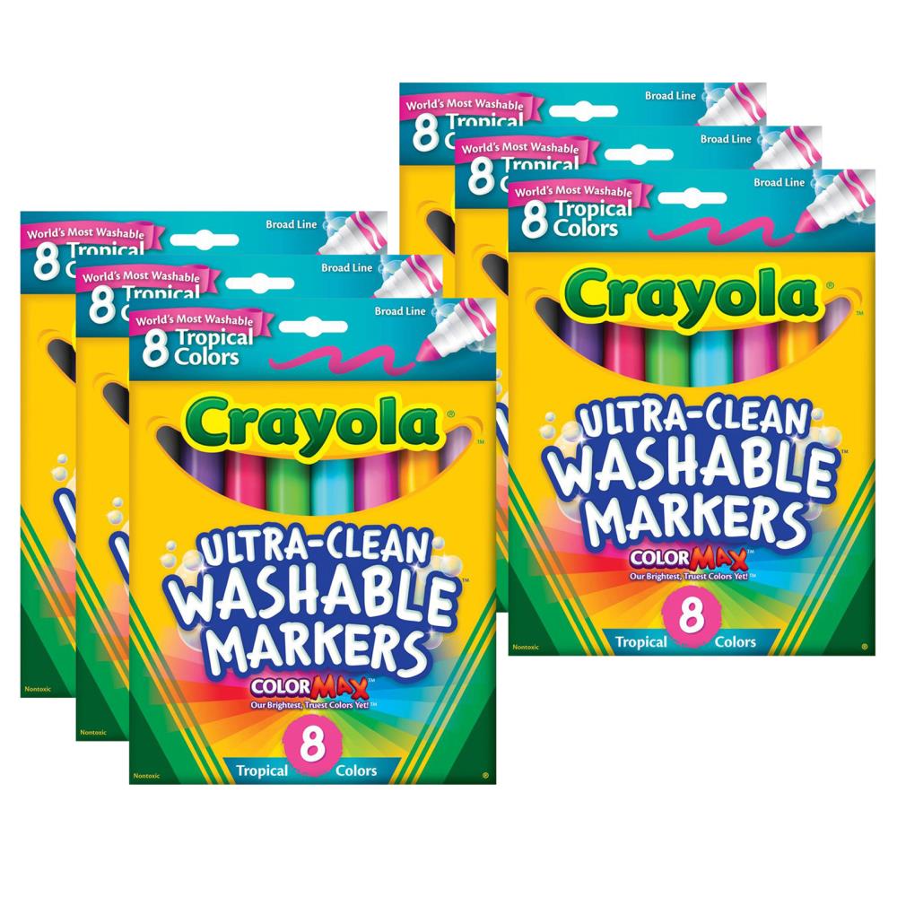 Crayola Colormax Ultra Clean Washable Markers Broad Line Tropical Colors 8 Per Box 6 Boxes In The Pens Pencils Markers Department At Lowes Com