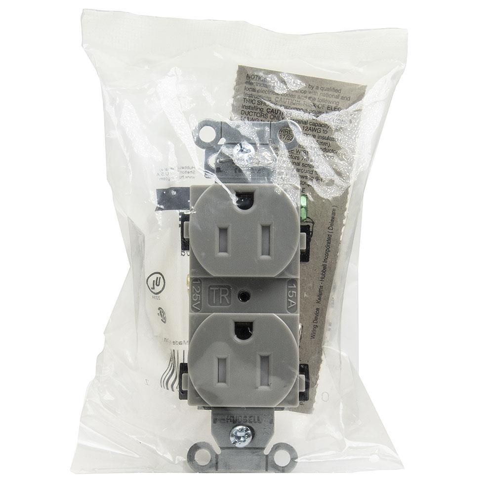 Hubbell 15-Amp Tamper Resistant Residential/Commercial Duplex Outlet ...