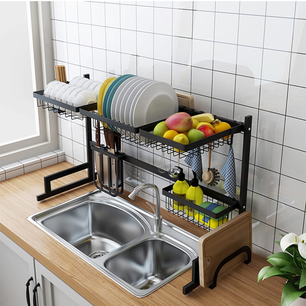 Over The Sink Dish Drying Rack Shelf Kitchen Storage Cooking Holder Stainless 
